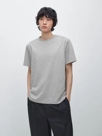 Kurzärmeliges T-Shirt aus melierter Baumwolle