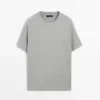 Kurzärmeliges T-Shirt aus melierter Baumwolle
