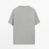 Kurzärmeliges T-Shirt aus melierter Baumwolle