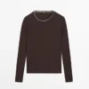 Langarm-T-Shirt mit doppellagigem Saum Langarm-T-Shirt mit doppellagigem Saum