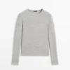Langarm-T-Shirt mit meliertem Detail Langarm-T-Shirt mit meliertem Detail
