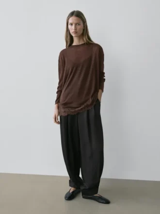 Langarm-T-Shirt mit Spitzendetail