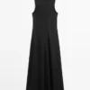 Langes, fließendes Leinen-Mischung-Kleid Langes, fließendes Leinen-Mischung-Kleid