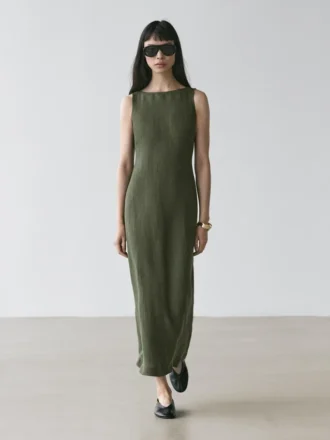 Langes Leinen-Kleid