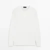 Langärmliges Henley-Ausschnitt-T-Shirt