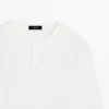 Langärmliges Henley-Ausschnitt-T-Shirt