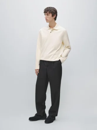Langärmliges Poloshirt mit gerippten Details