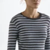 Langärmliges T-Shirt aus Baumwollmischung mit Streifenmuster Langärmliges T-Shirt aus Baumwollmischung mit Streifenmuster