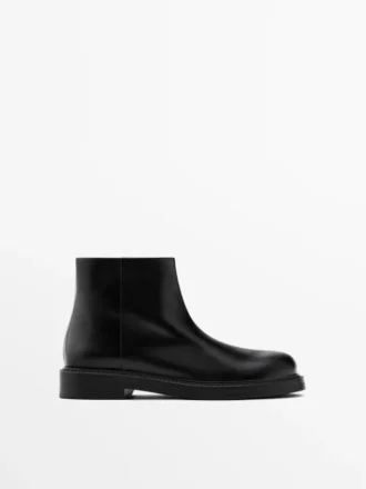 Leder-Stiefeletten mit Wildlederfutter Leder-Stiefeletten mit Wildlederfutter