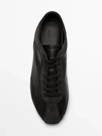 Ledersneaker mit dünner Sohle