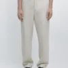 Leichte Leinen-Hose mit Fischgrätenmuster