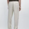 Leichte Leinen-Hose mit Fischgrätenmuster