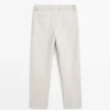 Leichte Leinen-Hose mit Fischgrätenmuster