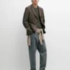 Leinen-Blazer mit Taschendetails