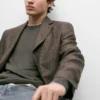 Leinen-Blazer mit Taschendetails