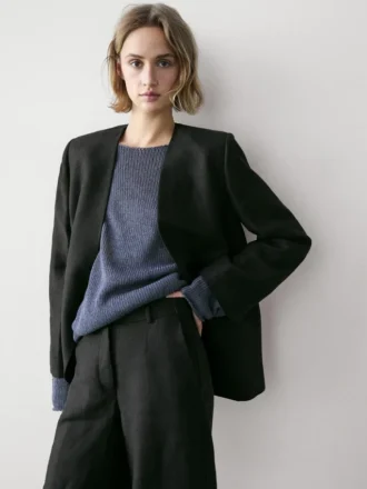 Leinen-Blazer ohne Revers Leinen-Blazer ohne Revers