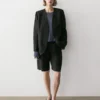 Leinen-Blazer ohne Revers