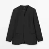 Leinen-Blazer ohne Revers