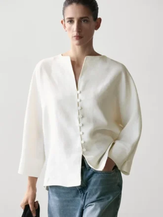 Leinenjacke mit Knopfdetails