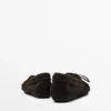 Loafer aus Spaltleder mit geraffter Schleife Loafer aus Spaltleder mit geraffter Schleife