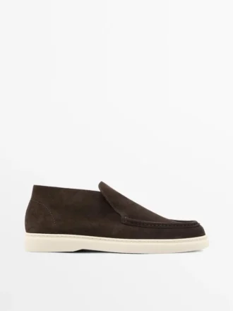 Loafer im Stiefelstil aus Spaltleder