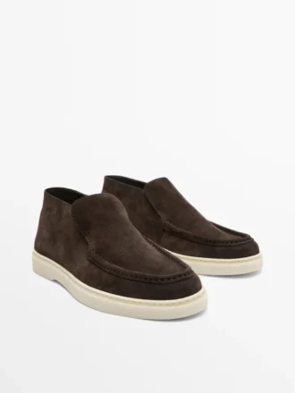 Loafer im Stiefelstil aus Spaltleder