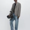 Maßgeschneiderter Blazer aus Leinenmischung mit Fischgrätenmuster Maßgeschneiderter Blazer aus Leinenmischung mit Fischgrätenmuster