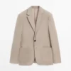 Maßgeschneiderter Leinen-Blazer mit Taschendetails