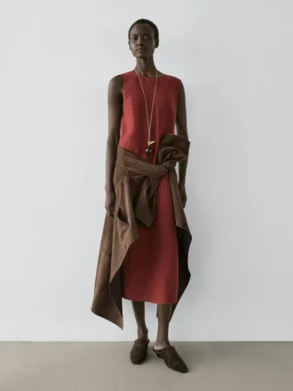 Midi-Kleid aus 100 % Leinen