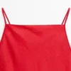 Midi-Kleid aus Leinen mit geradem Ausschnitt Midi-Kleid aus Leinen mit geradem Ausschnitt
