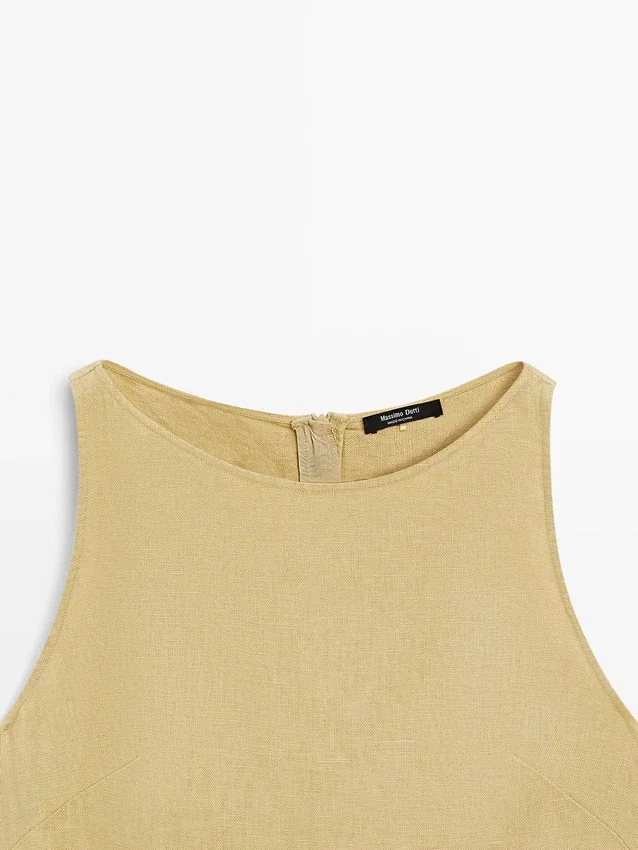 Midi-Kleid aus Leinen mit Neckholder Midi-Kleid aus Leinen mit Neckholder