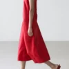 Midi-Kleid aus Leinen mit Trägern