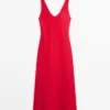 Midi-Kleid aus Leinen mit Trägern