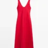 Midi-Kleid aus Leinen mit Trägern