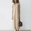 Midi-Kleid aus Leinenmischung mit Poloshirt-Kragen Midi-Kleid aus Leinenmischung mit Poloshirt-Kragen
