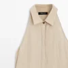 Midi-Kleid aus Leinenmischung mit Poloshirt-Kragen Midi-Kleid aus Leinenmischung mit Poloshirt-Kragen