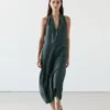 Midi-Kleid aus Leinenmischung mit V-Ausschnitt Midi-Kleid aus Leinenmischung mit V-Ausschnitt