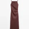 Midi-Kleid aus Stretch-Leinenmischung mit Trägern Midi-Kleid aus Stretch-Leinenmischung mit Trägern