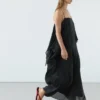 Midi-Kleid mit asymmetrischen Rüschen
