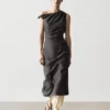 Midi-Kleid mit plissierten Schulterdetails