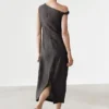 Midi-Kleid mit plissierten Schulterdetails