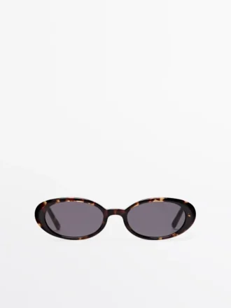 Mini-Sonnenbrille mit ovalen Gläsern im Schildpatt-Look