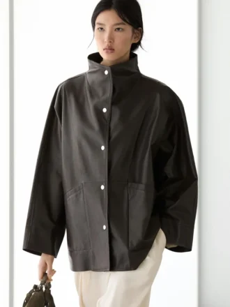 Nappaleder-Cape-Parka mit Taschen Nappaleder-Cape-Parka mit Taschen