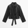 Nappalederjacke mit Gürtel