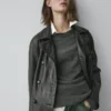 Nappalederjacke mit Gürteldetail Nappalederjacke mit Gürteldetail
