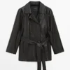 Nappalederjacke mit Gürteldetail Nappalederjacke mit Gürteldetail
