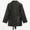 Nappalederjacke mit Gürteldetail Nappalederjacke mit Gürteldetail