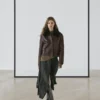 Nappalederjacke mit Lammfellkragen Nappalederjacke mit Lammfellkragen