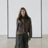 Nappalederjacke mit Lammfellkragen Nappalederjacke mit Lammfellkragen