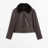 Nappalederjacke mit Lammfellkragen Nappalederjacke mit Lammfellkragen
